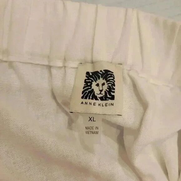 Anne Klein Women's White Linen/Viscose Faux Wrap Skirt w Elastic Waist NEW - Picture 10 of 11